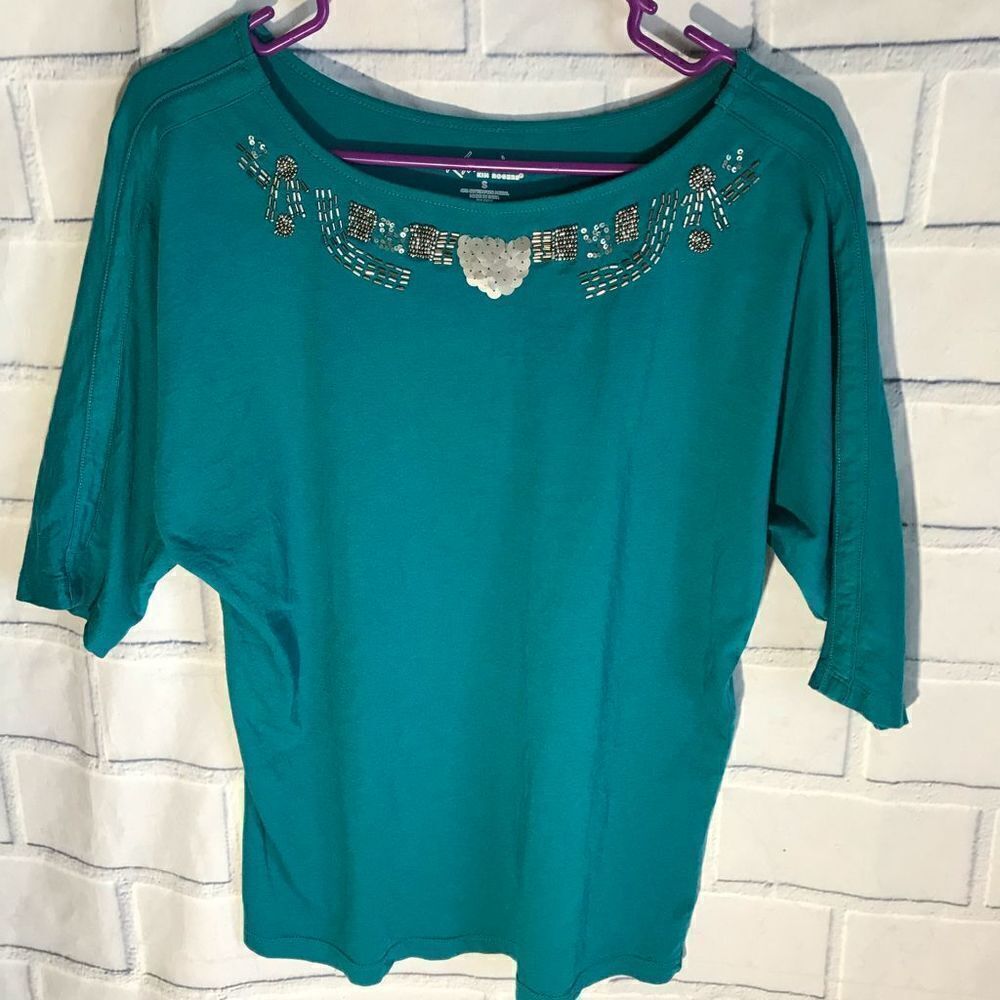 Kim Roger’s size small green embellished top